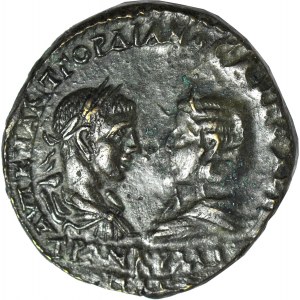 Cesarstwo Rzymskie, monety prowincjonalne, Miasto Messebria w Tracji, Gordian III (August 238-244 ne) i Trankwilina (żona Gordiana III), 5 Assaria