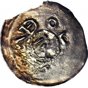 RR-, Bolesław IV Kędzierzawy 1146-1173, Denar, Głowa BOLZLAV/Ptak, R3