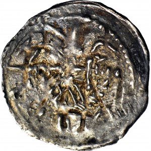RRR-, Mieszko I Plątonogi 1163-1211, Denar, Racibórz, Anioł/Rycerz INDRIh, R6