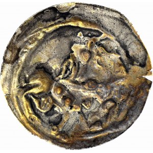 RRR-, Mieszko III Stary 1173-1202, Gniezno, Brakteat łaciński, Książę na koniu, bez napisu hebrajskiego, niekatalogowany