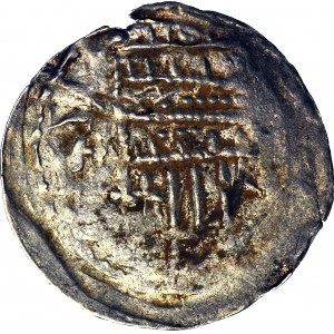 R-, Konrad?, Marchia głogowska, Denar po 1180, Głogów, Kościół, Mur miejski, R4