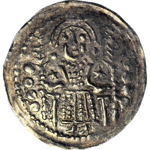 RRR-, Bolesław V Wstydliwy 1243-1279, Denar, ok. 1254, Kraków, Św. Stanisław GWIAZDY/ Św. Wacław, TYP NIENOTOWANY