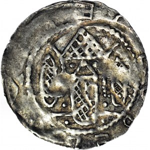 RR-, Słowianie zachodni Hobolanie, Przybysław Henryk 1127-1150, Denar, Książę z chorągwią na koniu