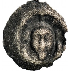 Pomorze zachodnie, Brakteat Gryfia XIV/XV w., Głowa w koronie, R5