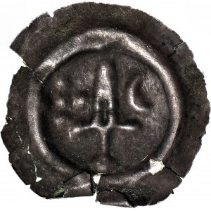 RRR-, Leszek II Inowrocławski (bratanek Władysława Łokietka) 1287-1339, Brakteat, Kujawy, Miecz - półksiężyc - krzyż