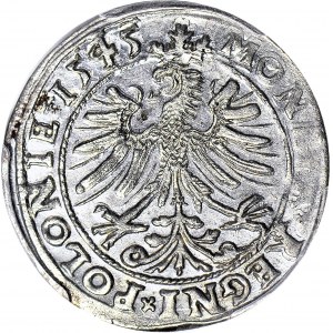 R-, Zygmunt I Stary, Grosz 1545, Kraków, korona typ 2, ogon orła zawinięty do góry
