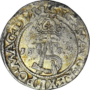 R-, Zygmunt II August, Trojak 1563, Wilno prążkowany monogram