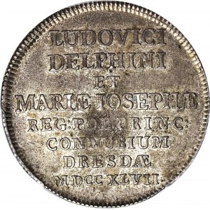 August III Sas, 2/3 talara (gulden zaślubinowy) 1747, Drezno, piękne