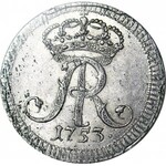 RR,- August III, Grosz (1/24 Talara) 1753, Lipsk, MONOGRAM, PRÓBA, menniczy, R7