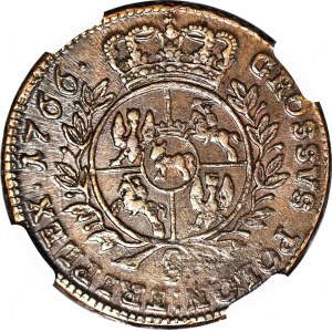 Stanisław A. Poniatowski, Trojak 1766, zbrojarz, piękny