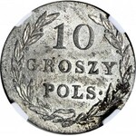 Królestwo Polskie, 10 groszy 1820 I.B., wspaniałe, b. rzadki, Berezowski 10 zł.