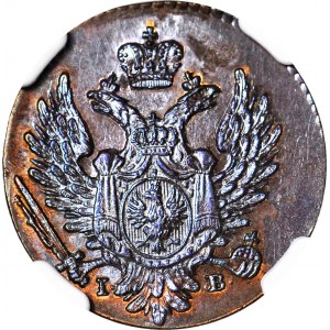 RR-, Królestwo Polskie, 1 grosz 1824 Z MIEDZI KRAIOWEY, nowe bicie, R5