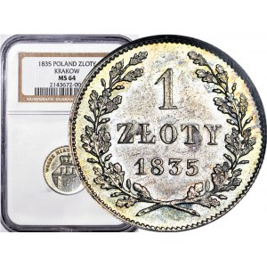 Wolne Miasto Kraków, 1 złoty 1835, WYŚMIENITE, R2