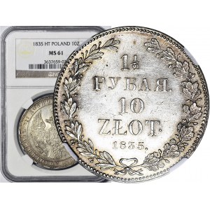 Zabór Rosyjski, 10 złotych = 1 1/2 rubla 1833, Petersburg, mennicze