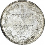 Zabór Rosyjski, 5 złotych = 3/4 rubla 1837, MW, piękne