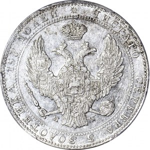 Zabór Rosyjski, 5 złotych = 3/4 rubla 1839, MW, piękne