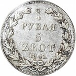 Zabór Rosyjski, 5 złotych = 3/4 rubla 1841, MW, piękne