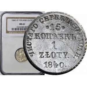 Królestwo Polskie, 1 złoty = 15 kopiejek 1840, mennicze