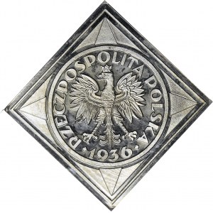 5 złotych 1936 PRÓBA, Żaglowiec, KLIPA, piękna