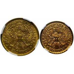 2 szt. 10 złotych 1925 i 20 złotych 1925, Bolesław Chrobry, mennicze