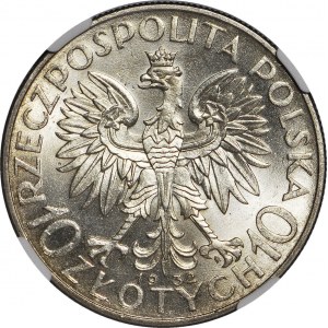 10 złotych 1932 zm. (Warszawa), Głowa, mennicza