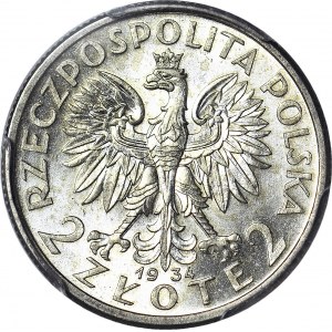 2 złote 1934, Głowa, ładna