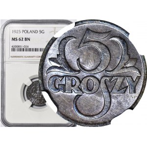 5 groszy 1925, mennicze, kolor BN