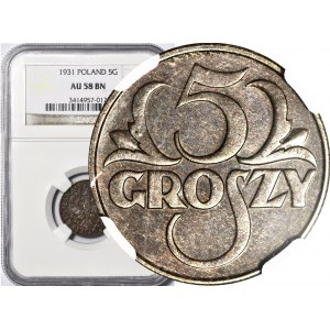 5 groszy 1931, mennicze, kolor BN