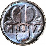 1 grosz 1936, menniczy, kolor BN