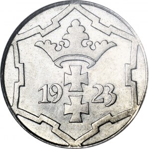 R-, Wolne Miasto Gdańsk, 10 fenigów 1923, STEMPEL LUSTRZANY