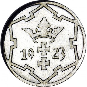 R-, Wolne Miasto Gdańsk, 5 fenigów 1923, STEMPEL LUSTRZANY
