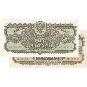 lot 2 szt. 5 złotych 1944 ...owym, ser. AE, AH