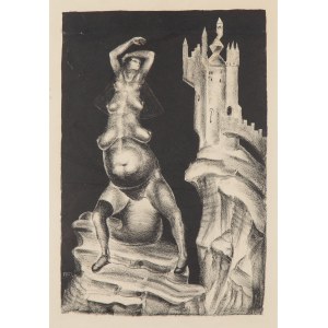Bolesław Cybis (1895 Folwark Massandra na Krymie - 1957 Trenton (New Jersey, USA)), Kompozycja fantastyczna (Potwór kobiecy ze zwielokrotnionym biustem), 1923