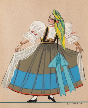 Zofia Stryjeńska (1891 Kraków - 1976 Genewa), Polish Peasant Costumes Plansza 15, 1939