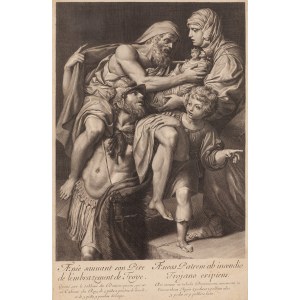 Gérard Audran (1640 Lyon - 1703 Paryż), Eneasz ratujący Anchizesa z płonącej Troi wg Leonella Spady