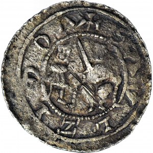 Władysław II Wygnaniec 1138-1146, Denar, Walka z lwem/ Książę i giermek, R2