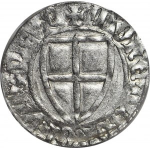 RR-, Zakon Krzyżacki, Konrad III von Jungingen 1393-1407, Szeląg, Malbork, litera X, R2