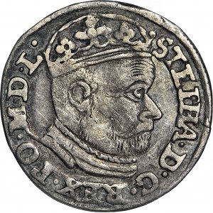 Stefan Batory, Trojak 1586, Olkusz, N-H przy herbach, R1