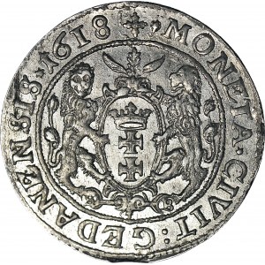 Zygmunt III Waza, Ort 1618, Gdańsk, krzyż za datą