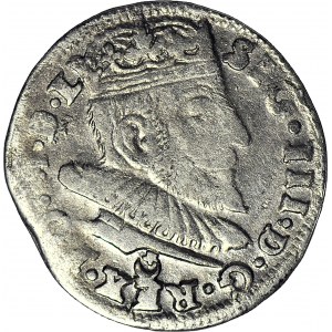 RR-, Zygmunt III Waza, Trojak 1589/90 Wilno, przebita data