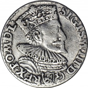 R-, Zygmunt III Waza, Trojak 1594, Malbork, litery O pierścienie, otwarty pierścień