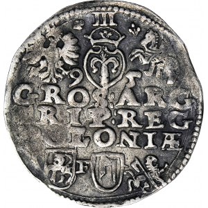 RR-, Zygmunt III Waza, Trojak 1595, Lublin, znak TOPÓR, data po bokach SNOPKA, T.30, Iger R6
