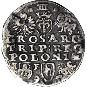 RR-, Zygmunt III Waza, Trojak 1595, Lublin, znak TOPÓR, serca po bokach nominału, T.25, Iger R5