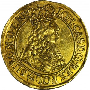 RR-, Jan II Kazimierz, Dukat 1666, Gdańsk, WĄSKIE POPIERSIE, R6