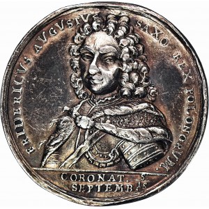 RR-, August II, Medal koronacyjny, 1697, J. Kittela – Wrocław