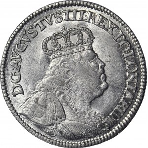 R-, August III Sas, Ort 1754, rzadkie popiersie, menniczy