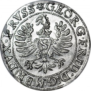R-, Lenne Prusy Książęce, Jerzy Fryderyk, Grosz 1595, Królewiec, R2