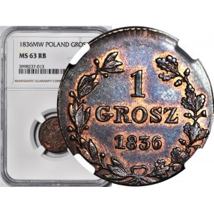 Królestwo Polskie, 1 grosz 1836 MW, menniczy, kolor RB