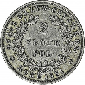 Powstanie Listopadowe, 2 złote 1831, jedynki w dacie bez daszków