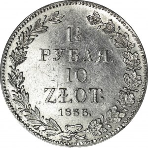 Zabór Rosyjski, 10 złotych = 1 1/2 rubla 1833, Petersburg, piękne